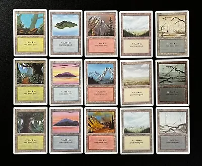 MTG Revised Edition - 15 Full Basic Land Set - 3x Each - Every Artwork - NM • $8.95