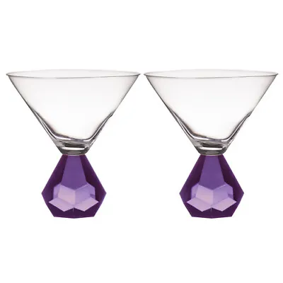 2PK Zhara 200ml Martini Crystal Glass Cocktail Drink Alcohol Glasses Amethyst • $47