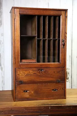 Antique Oak Cabinet Flashlight Display Case General Store Wood Glass Apothecary • $975