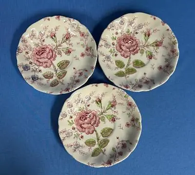 3 Johnson Brothers Made In England ROSE CHINTZ Saucers Plates • $8.95