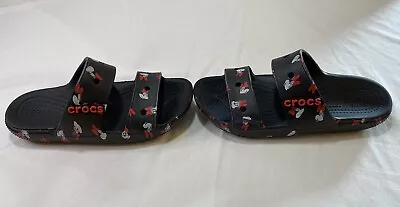 DISNEY PARKS EXCLUSIVE MINNIE MOUSE CROCS SANDALS M5/W7 Pre Owned Unisex • $12.99