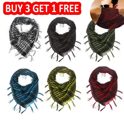 Unisex Arab Head Scarf Wrap Arafat Shemagh Keffiyeh Checkered Neck Shawl Hijab • £3.92