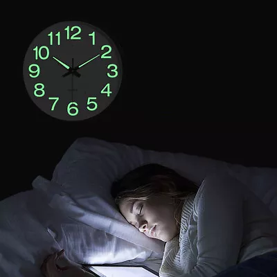 £11.94 • Buy Silent 30cm Luminous Wall Clock Glowing Clock Digital Quartz Watch Bedroom Decor