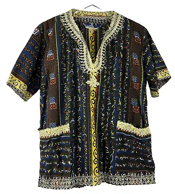 Vtg Handmade Embroidered African Dashiki Tribal Hippie Festival Shirt From Ghana • $39.95