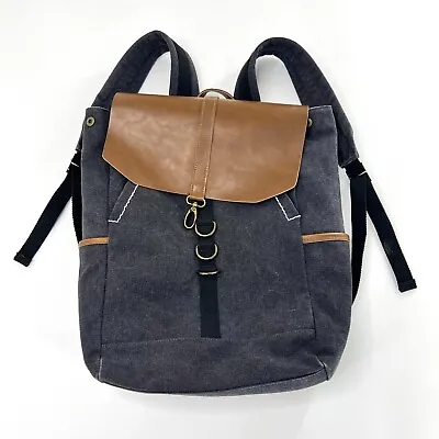 G-Favor Canvas Backpack Leather Flap Details Adjustable Strap Medium • $28