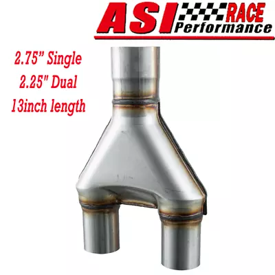 Stainless Universal Y Pipe Adapter Exhaust Pipe 2.75  Single/ 2.25  Dual 13  (L) • $44.15