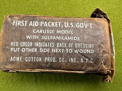 WW2 US Army FIRST AID Packet Acme Cotton Company New York USMC 1940s • $20