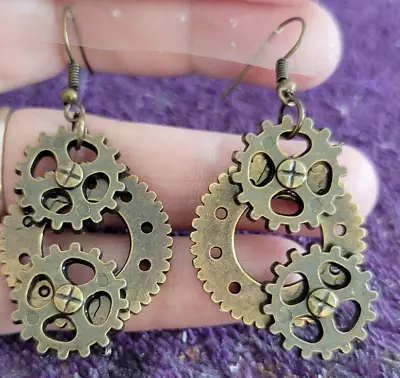 _Steampunk Industrial Gears Drop Dangle Hook Earrings - 1 Pair - Very Unique!!! • $3.99