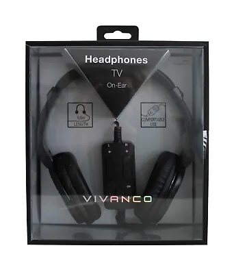 Vivanco TV Comfort 70 5.0m Left & Right Inline Volume Control Headphones OverEar • £49.99