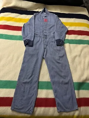 Vintage 30s 40s 50s Pearl Button Unbranded Hickory Liberty Stripe Coveralls 34 • $444.44