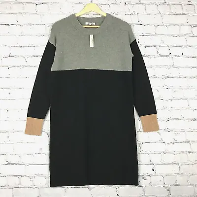 MADEWELL Sweater Dress Womens XS Black Gray Merino Wool Color Block Long Sleeves • $34.88