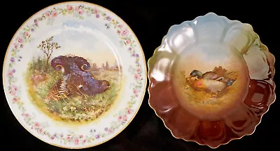 2 Wild Game Bird Porcelain Plates GROUSE & DUCK C. Ahrenfeldt Limoges • $39.99