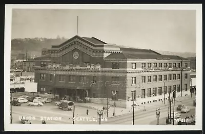 WA Seattle RPPC 1940's UNION STATION Milwaukee Road UNION PACIFIC By VI A11 • $17.99