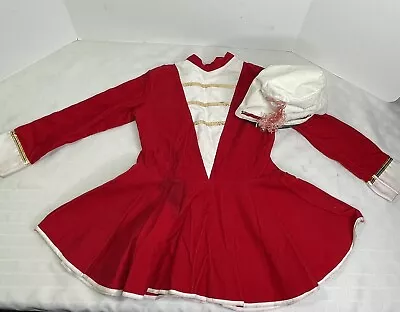 Majorette Twirler Costume Dress Red With White Gold Trim Vintage • $59.99