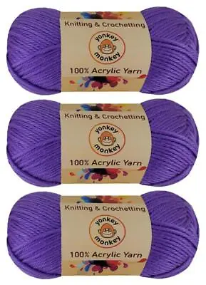 3-Pack Acrylic Fancy Yarn By Yonkey Monkey Knitting Crochet (Orchid 67) • $19.95