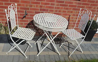  (#1040) Garden Metal Folding Bistro  Table And 2 Chairs   (Pick Up Only) • £155
