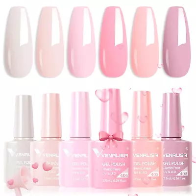 VENALISA Gel Nail Polish Set Soak Off UV LED 6 Colors Nude Pink Manicure Kit US • $27.99