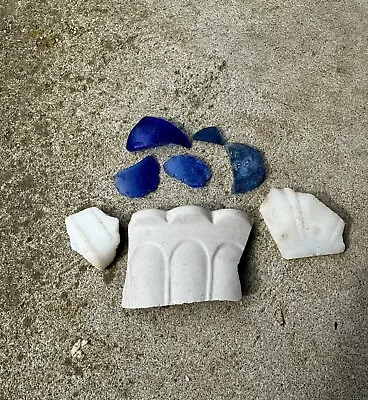 Lot Of Genuine Patapsco River Tumbled Beach Glass & Pottery Cobalt Blue & White • $6.49