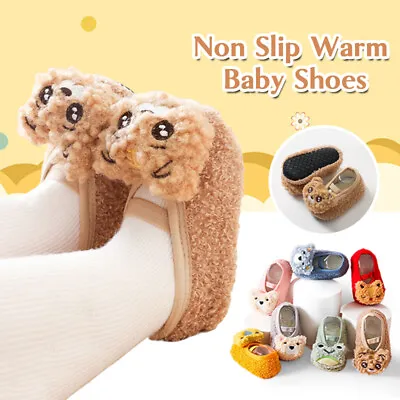 Toddler Infant Kids Baby Warm Shoes Boys Girls Cartoon Soft Anti-silp Slippers • £4.92