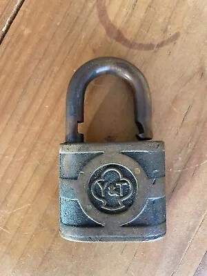 Antique Y&T Yale & Towne Manufacturing Brass Clover Padlock Lock - NO KEY! • $24.95