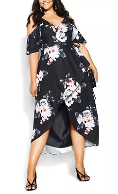 CITY CHIC Black Lotus Maxi Dress - Black Plus Size Large/20 NWT [RRP $179.95] • $65