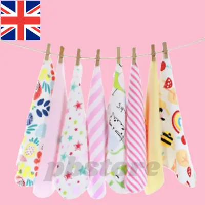 8Pcs Baby Girl Newborn Bath Towel Washcloth Bathing Feeding Wipe Cloth Soft  • £5.59