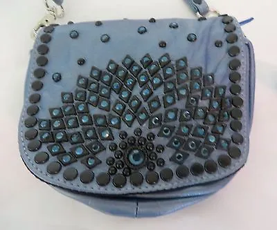 KIPPYS PURSE BELT POUCH Crystals BLUE Metallic Cross Body BLING Dance Cowgirl • £204.35