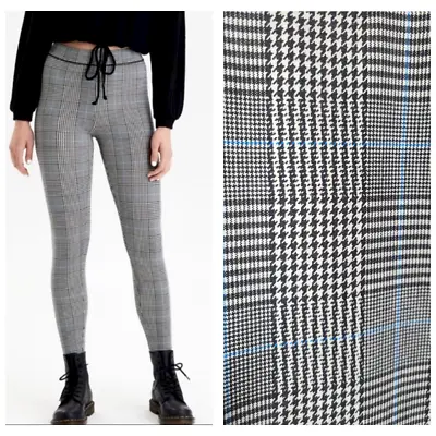 American Eagle Size Small Plaid Houndstooth High Rise Leggings Black White Blue • $15