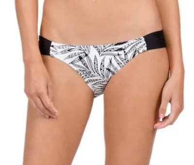 Volcom Women's Leaf Me Alone Full Bikini Bottom Black & White Size Small • $14.99