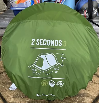 Decathlon Quechua 3 Person Pop Up Tent 2 Seconds 3 210x185x104cm VGC • £40