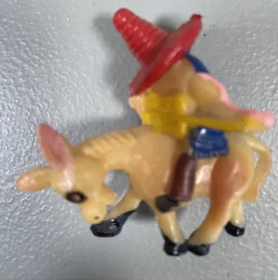 Figurine Mini Mariachi Ranchero Man Mexican Sombrero Riding A Donkey Toy Gumball • $9.99