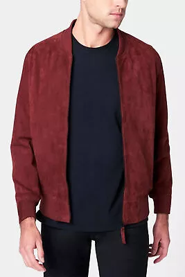 BLANKNYC Men's Reg Fit Suede Bomber Jacket In Red Light-Size Medium • $175.99