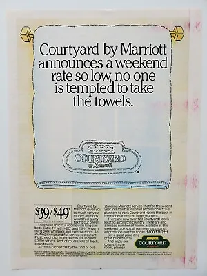 Courtyard By Marriot Hotel Towels 1989 Vintage Print Ad • $7.99