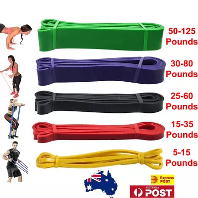 $36.99 • Buy Set Of 5 Heavy Duty Resistance Band Loop Power Gym Fitness Exercise Yoga Workout