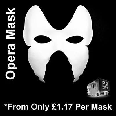 £4.99 • Buy White Mask Plain Masks Masquerade Halloween Fancy Dress (Adult Opera)