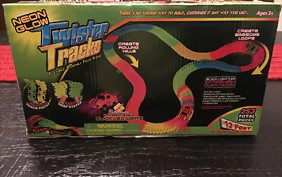 NEW! Race Car Track Twister Tracks Neon Glow 2 Cars Included Flexible Bendable • $19