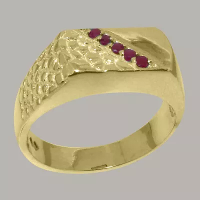 14ct Yellow Gold Natural Ruby Mens Band Ring - Sizes N To Z • $1675.85