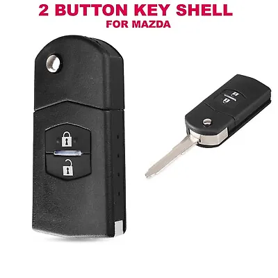 2 Button Mazda Remote Flip Key Shell Uncut Blade Car Key Case Fob For RX8 3 5 6 • $7.99