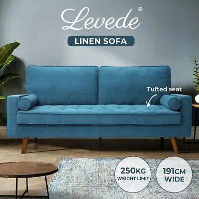 Levede Sofa Fabric 3 Seater Futon Couch Armchair Lounge Recliner Living Room • $599.99