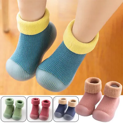 1Pair Baby Anti-slip Crawling Socks Shoes Soft Sole Toddler Kids Slipper Boots • £8.78