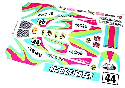 Retro Race Car Livery Pink Lime Vinyl Stickers Fits Tamiya Rising Fighter Buggy • £9.95