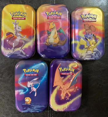 2019 Pokemon TCG Kanto Power Mini Tins Empty - 5 Lot With Card And Coin For Each • $29.99