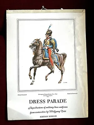 VTG Military Dress Uniforms Wolfgang Tritt Calendar Prints Horseback 1975 German • £31.34