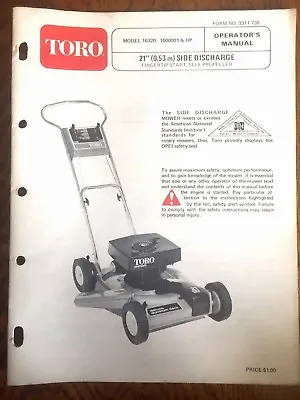 Toro Operators Manual Model 16320-1000001 & Up Standing Lawn Mower Instructions • £10.99