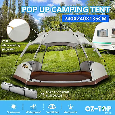 OGL Pop Up Camping Tent 4 Person Beach Instant Shelter Dome Shade Outdoor Hiking • $89.91