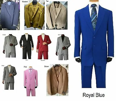 Men's Basic 2 Button Single Breast Work Suit 702P 5 Colors Size 38 - 56 • $59.99