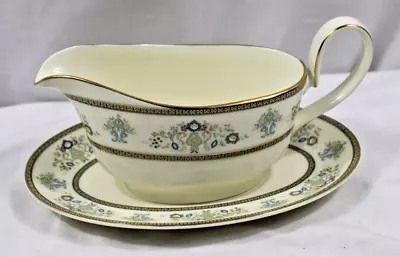 Minton Henley England Boen China Gold Trim Gravy Boat • $124.99