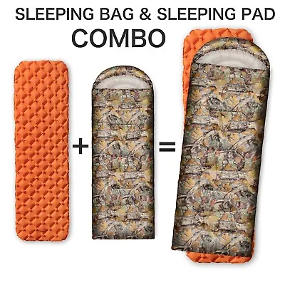 Winter Sleeping Bag + Sleeping Pad - COMBO - 0 Degree Cold Weather Adult Camping • $79.99