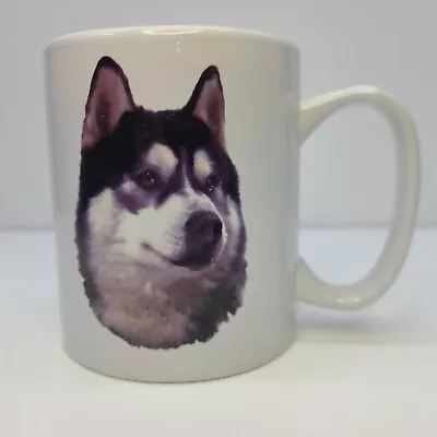 Siberian Husky Cup Coffee Mug Tea Beverage Bowwowmeows Vintage  White Dog Print • $16.95