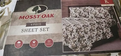 New Mossy Oak King Sheet Set Moose Print Sheet Set 4 Piece Set  Elk Moose • $42
